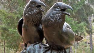 Tony Angell's bronze Common Ravens